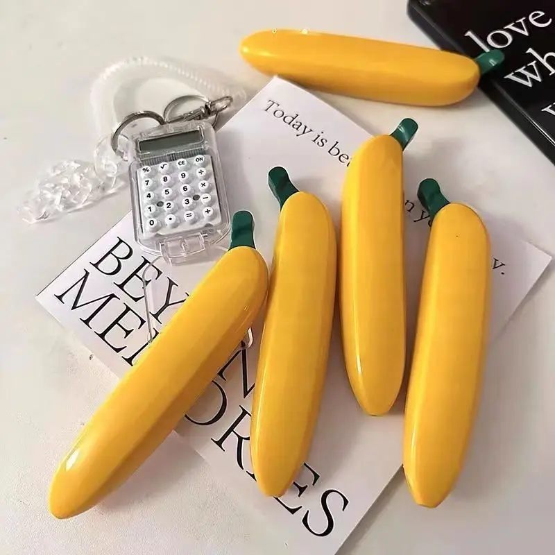 Office School Supplies Creative Pen Banana Shape Bullet 1.0 Ballpoint Simulation Press Plastic Children Cartoon Toy Wholesale