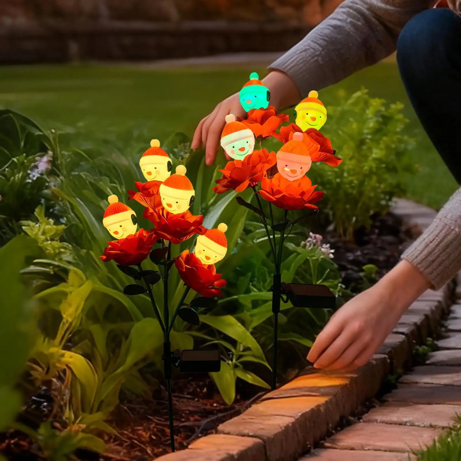 Solar Outdoor Christmas Lights Rose Snowman Garden Stakes Christmas Solar Lights Outdoor Decor For Yard Patio Porch Lawn Pathway