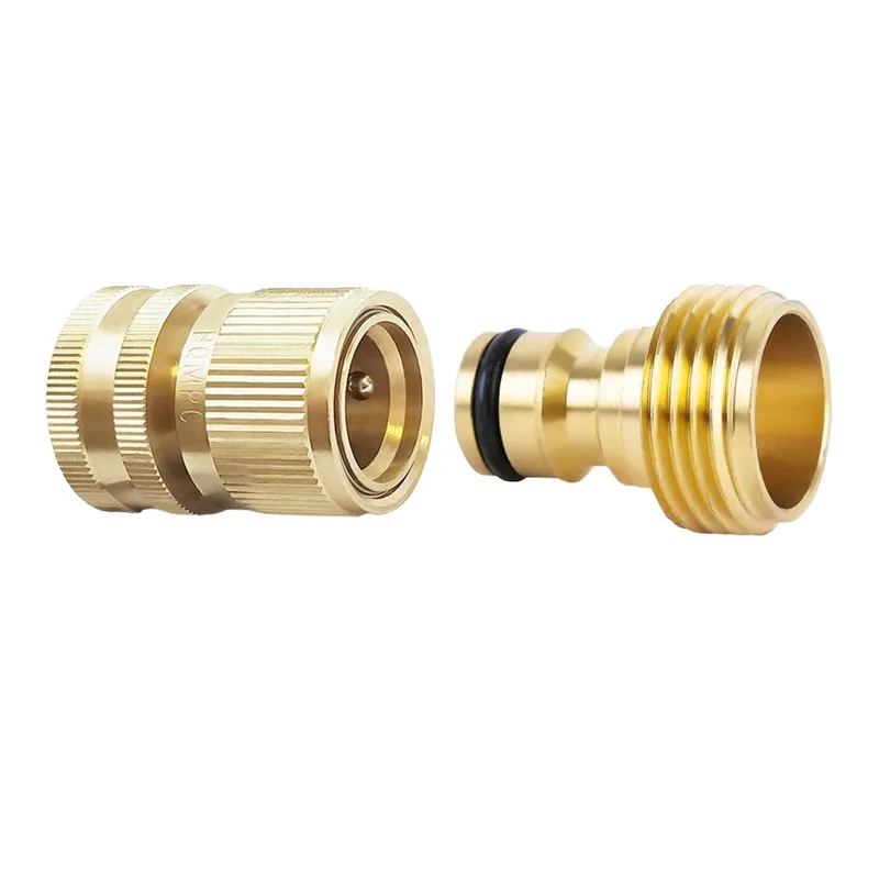 Brass Garden Hose Quick Connect Coupler 3/4 GHT Female Male Water Fitting For Fast Leak Free Outdoor Watering System