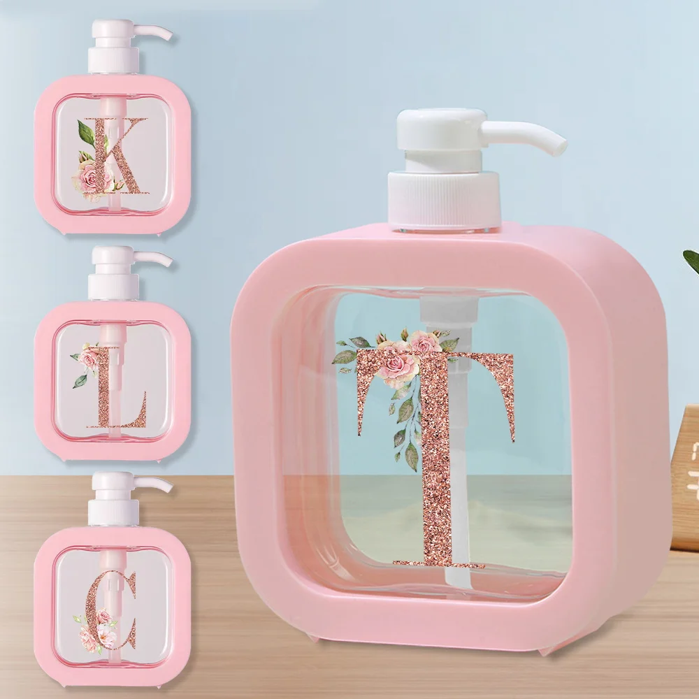 

Press Type Lotion Bottle Detachable Soap Dispenser Portable Refillable Lotion Bottles For Home House Rose Gold Letter Pattern