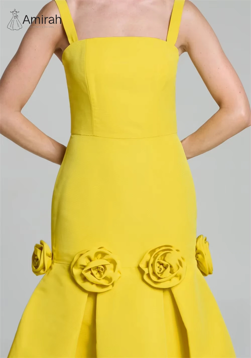 Amirah a-line فساتين سهرة من الساتان فساتين أنيقة للمناسبات الخاصة ثلاثية الأبعاد زهور للحفلات الراقصة مصنوعة حسب الطلب فستاين سهرة/فساتين الحفلات