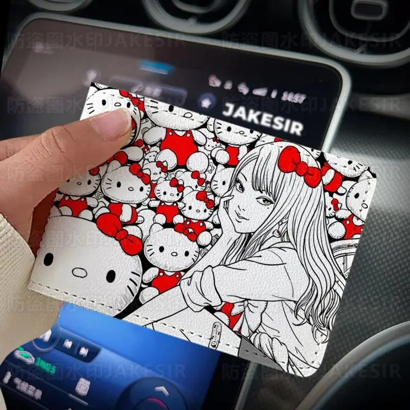 Cute Hello Kitty Junji Ito Tomie Driver License Kawaii Cartoon PU Couple Driver License ID Card  Protective Sheath Toy Girl Gift