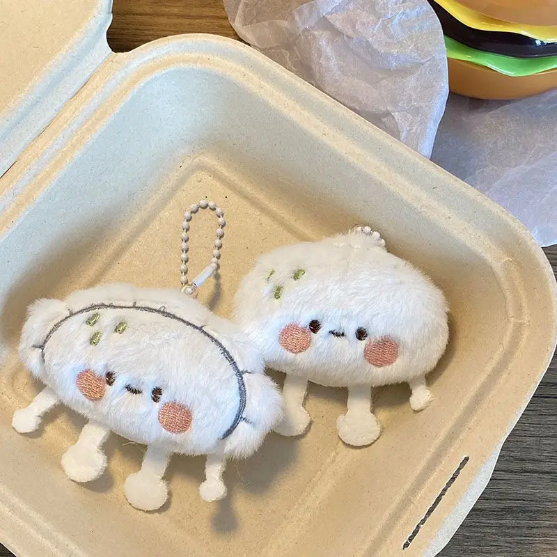 Pp algodón comida Dumpling llavero de felpa moño relleno al vapor muñecos de Sushi suaves colgante dibujos animados relleno Mini juguetes de peluche regalos de muñecas