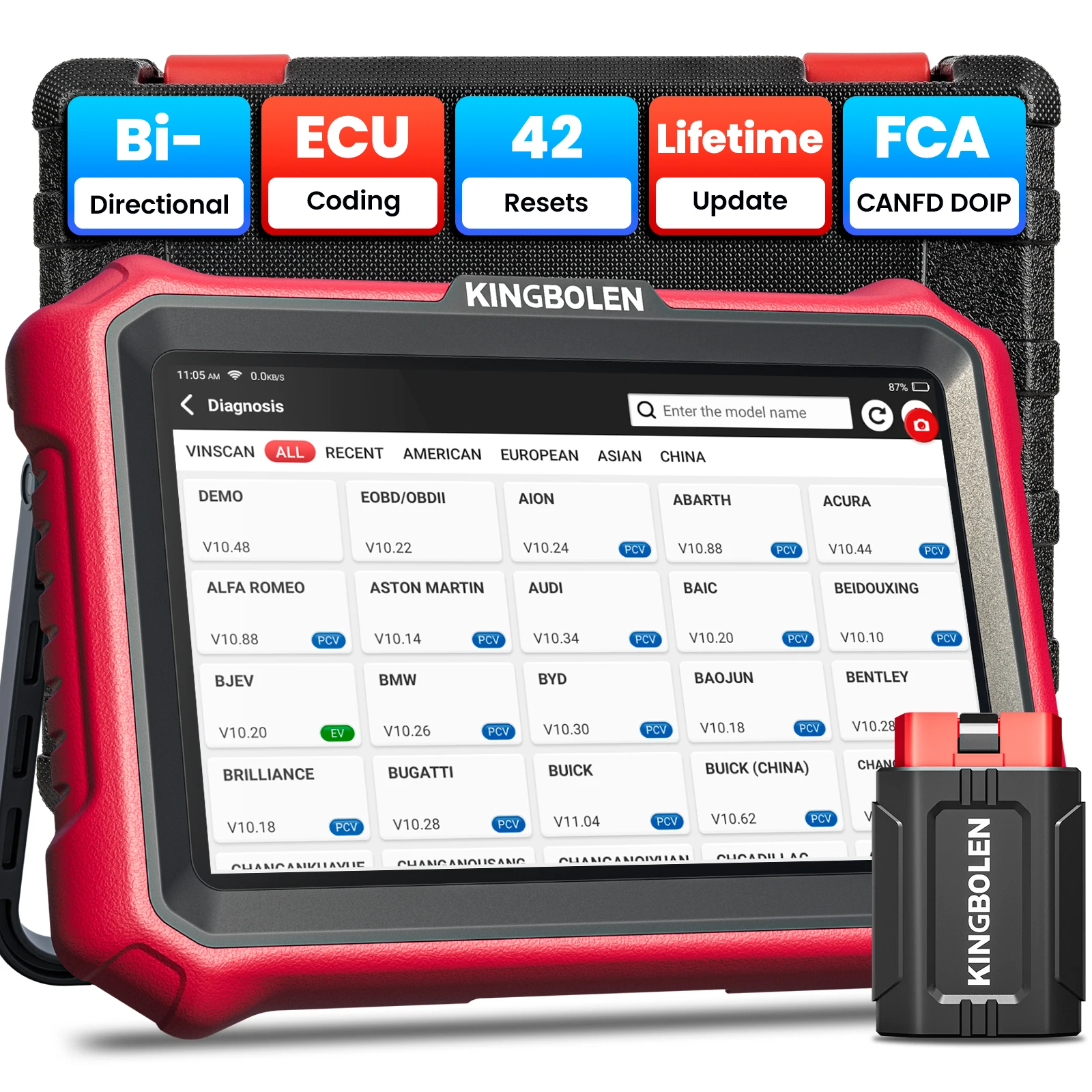 Lifetime free update 2026 KINGBOLEN  K8 pro Bidirectional Car OBD2 Diagnostic Scan tools,CANFD DOIP 34+ reset ECU Coding