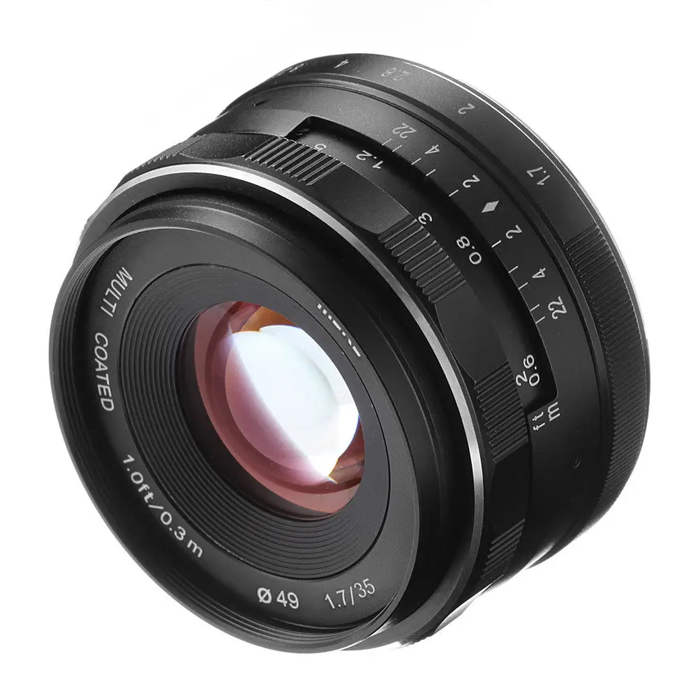 MEIKE 35mm F1.7 Large Aperture Manual Focus Prime Lens for EOS NEX Fujifilm FX Nikon M4/3 Mount Cameras