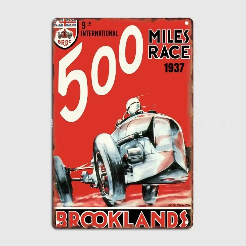 Metal Tin Signs Vintage Home Decor Items Brooklands 500 Miles Race 1937 Garage Room Decoration Poster Art Mural Bar Wall Bedroom