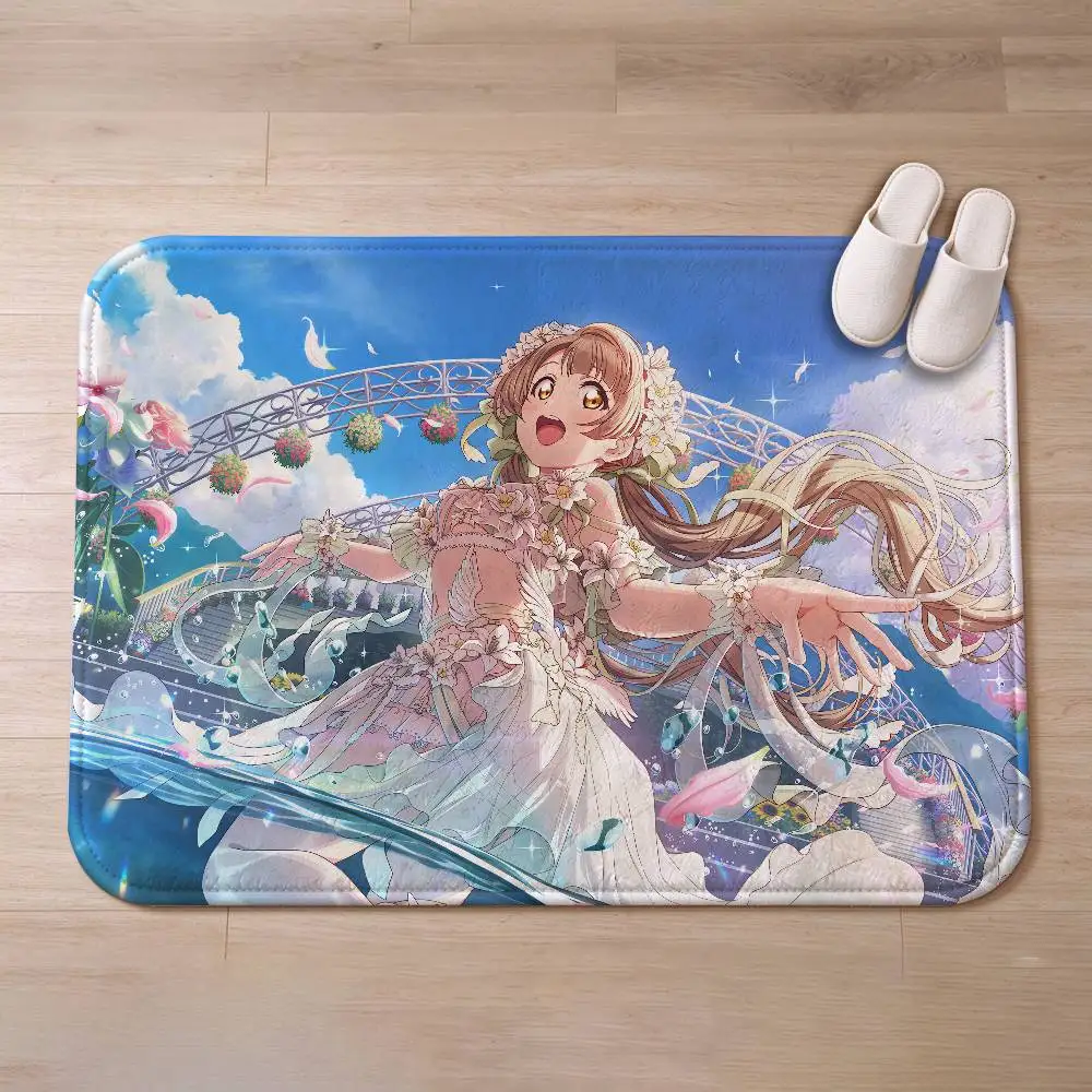 Birb Love-L K-Kotori Minami Short Plush Non-Slip Floor Mat, Easy to Clean, for Bathroom Door & Bedroom Door