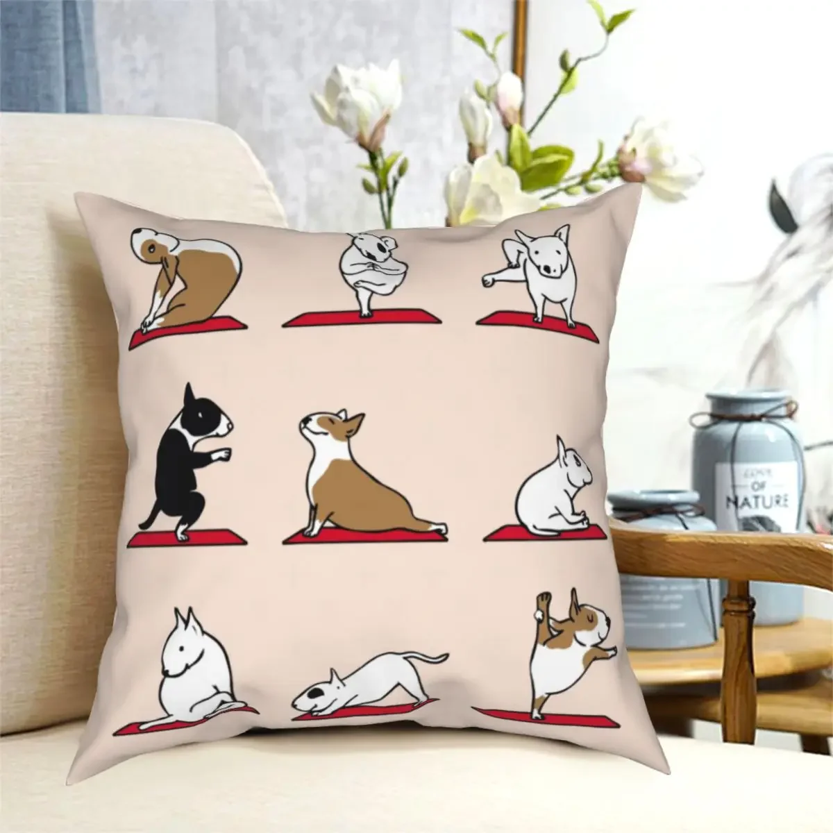 45x45cm Kawaii Cute Dog Suitable For Car Sofa Pillowcase  Bull Rerrier Cushion Home Decor Pillowcase