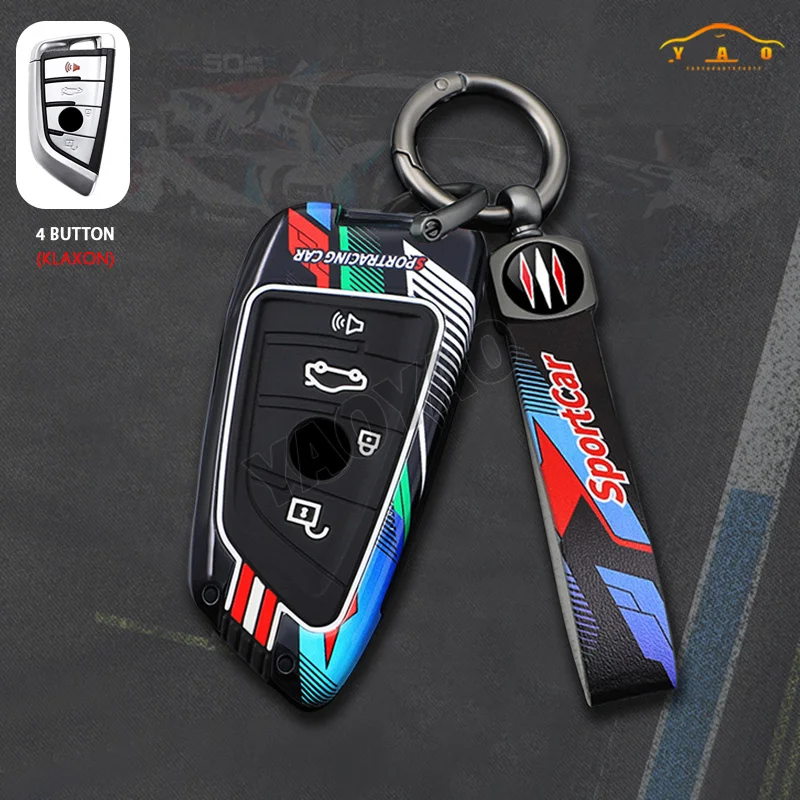 

2025 New Racing Style Metal Car Key Case Fob Cover for BMW 3 5 7 Series G20 G30 X1 X4 X5 X3 45e G05 X6 F20 35i G21 F40 F80