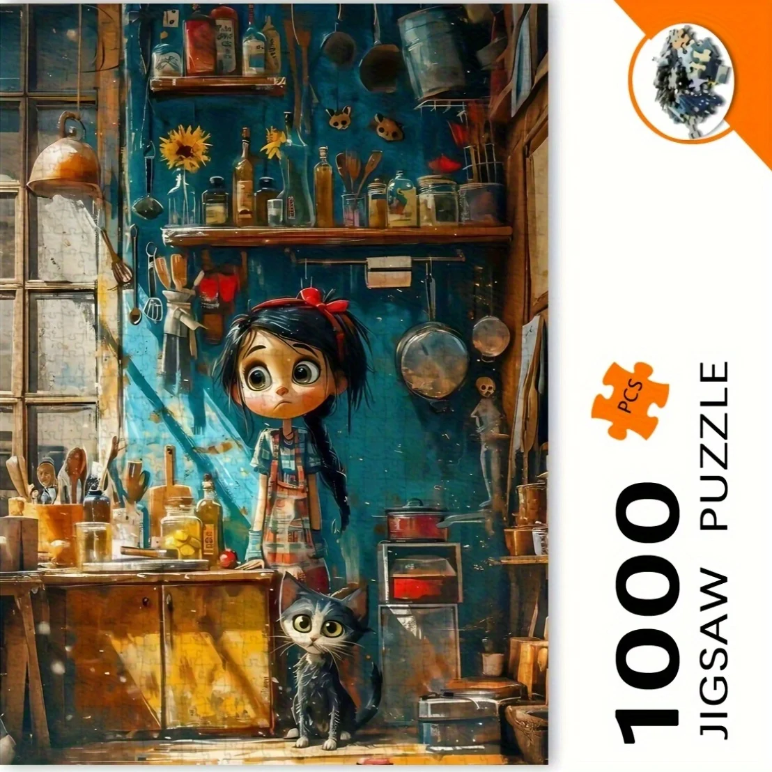 1000-teiliges Puzzle, gelangweihte Szene, tragbare rechteckige Kunstdekoration für Erwachsene, perfekte Wahl für rahmenlose DIY-Enthusi