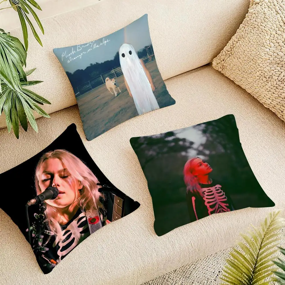 American Singer P-phoebe Bridgers Cushion Cover Organic Linen Square Pillow Case Durable Non-Allergenic And Kind To Skin
