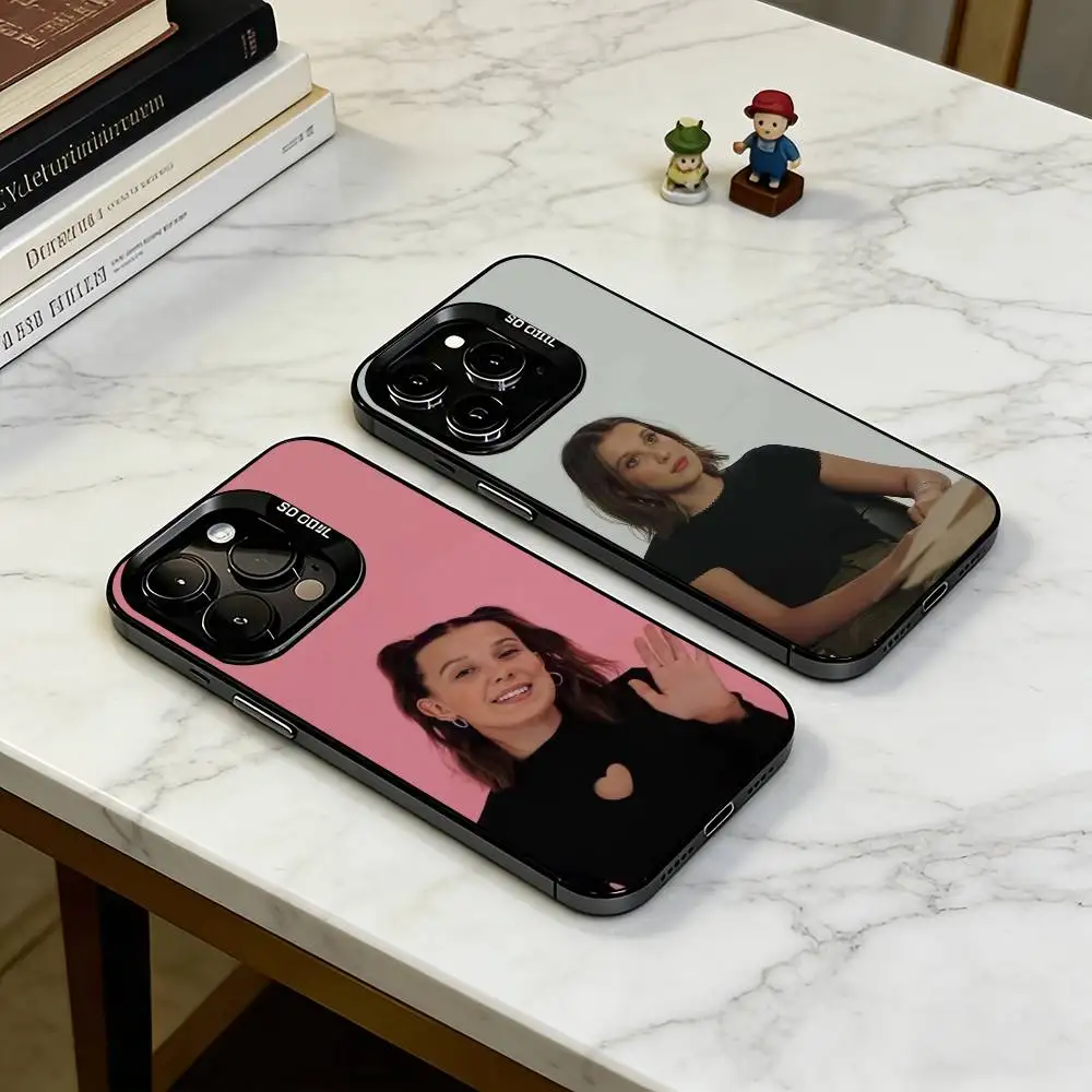 

A-Aesthetic Millie Bobby Brown Phone Case For iPhone 17,16,15,14,13,12,11 Plus,Pro Max,XS,Colorful Silver Phone case Funda Cover
