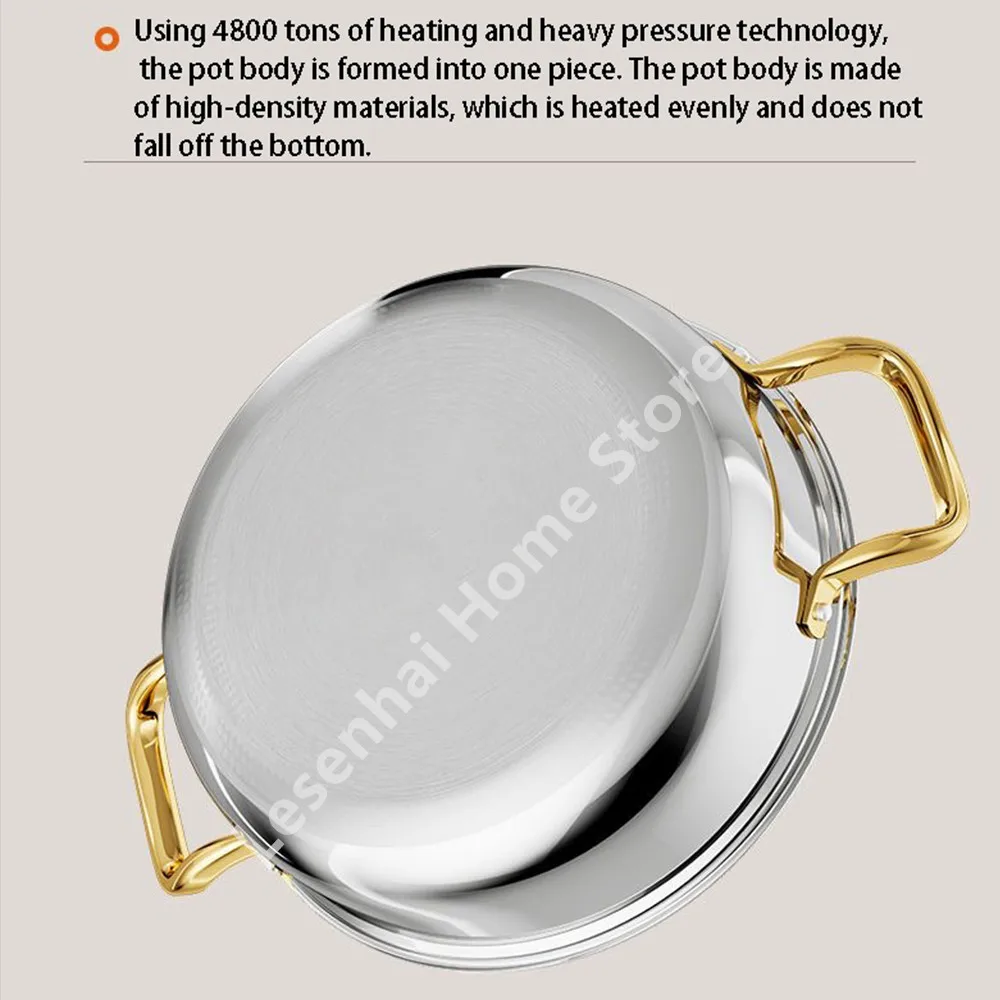 30cm Stainless Steel Soup Pot Wok Non-stick Honeycomb with lid Household Hot Pot Frying Pan Induction Cooker Gas Stove Universal