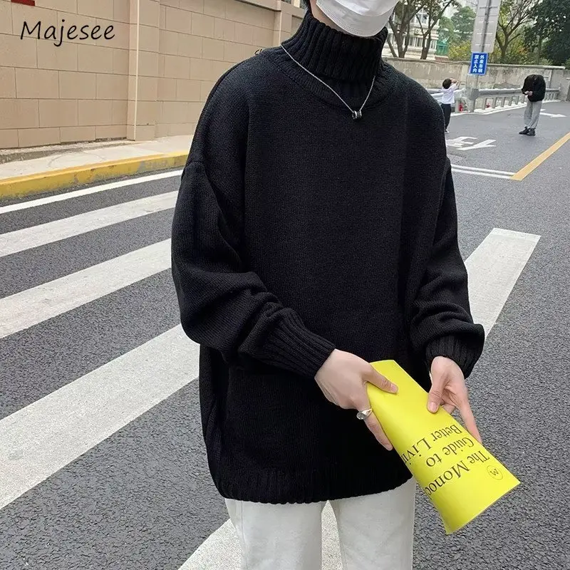 

Turtleneck Sweaters Men Autumn Slouchy Baggy Korean Commuting Style Long Sleeve High Street All-match Fashion Males Knitwear New