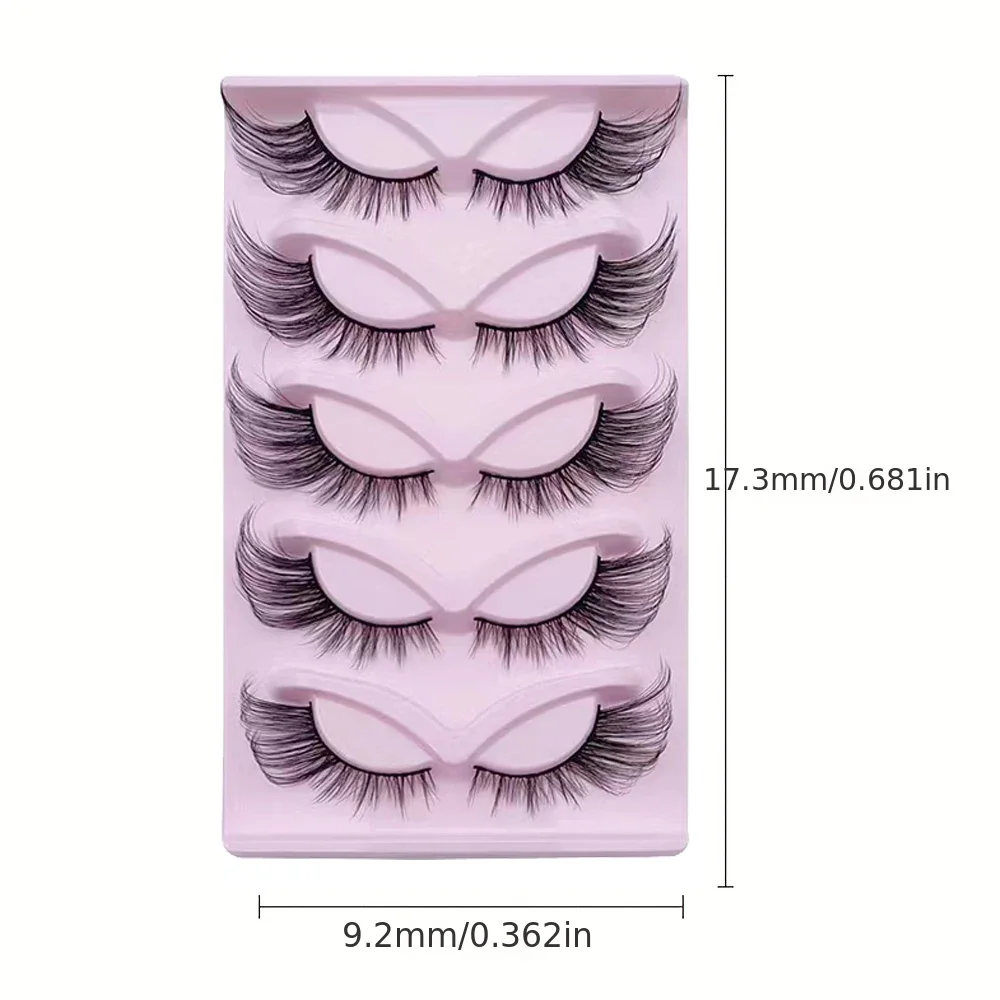 5 pairs Dramatic Volume Fox Eye Cat Eye Soft 3D Faux Mink False Eyelashes - Enhance Your Eye Look with Long, Lush Lashes