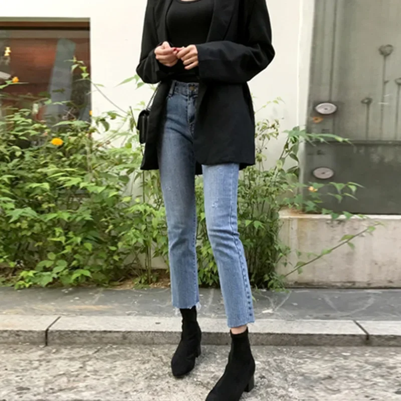 

2023 Autumn High-waisted Jeans Women's Pants Ankle Length y2k Streetwear Korean Fashion Cargo Pants Women Pantalon Vintage Mujer