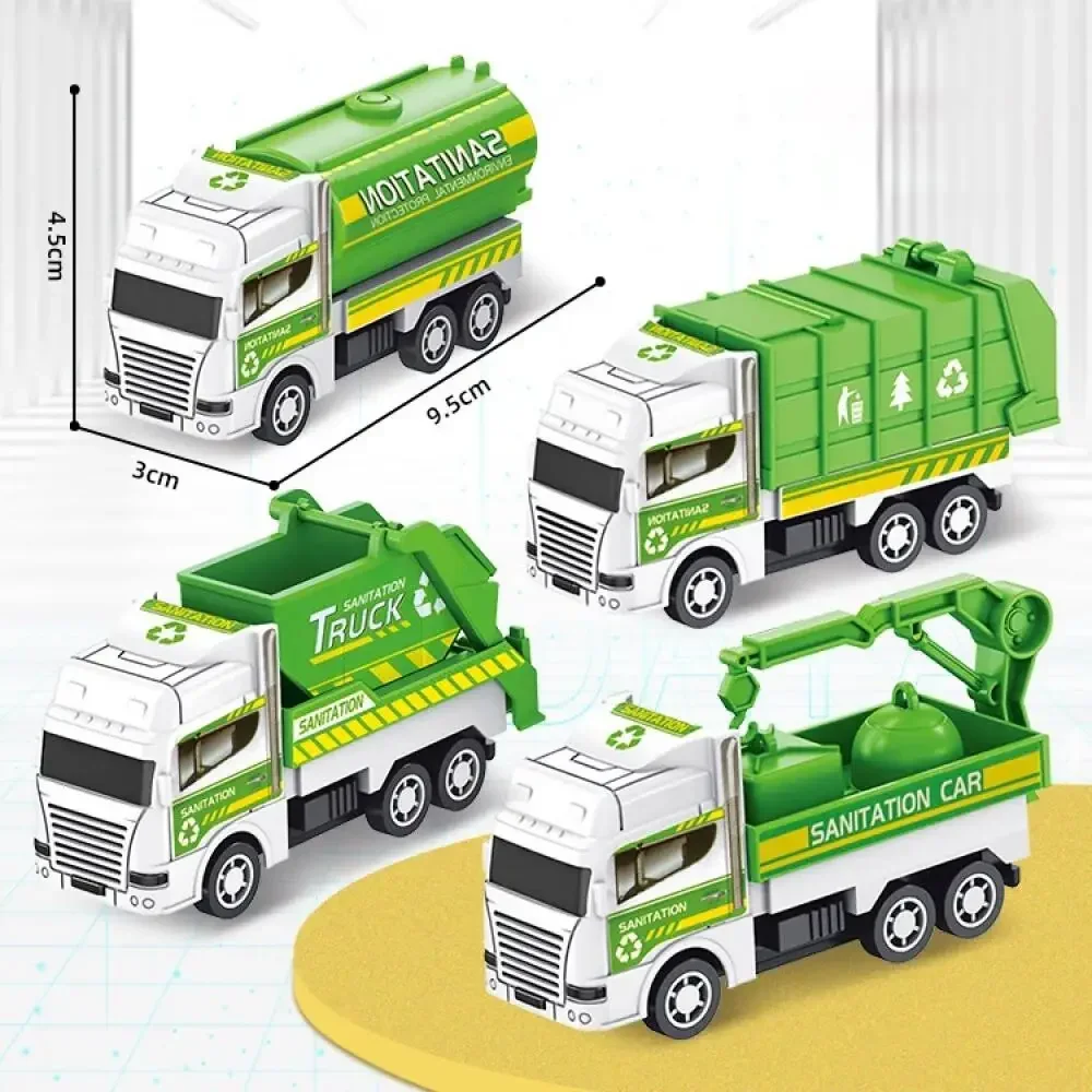 

A random urban sanitation garbage truck, miniature engineering vehicle, plastic pull-back trolley, gift, children's toy