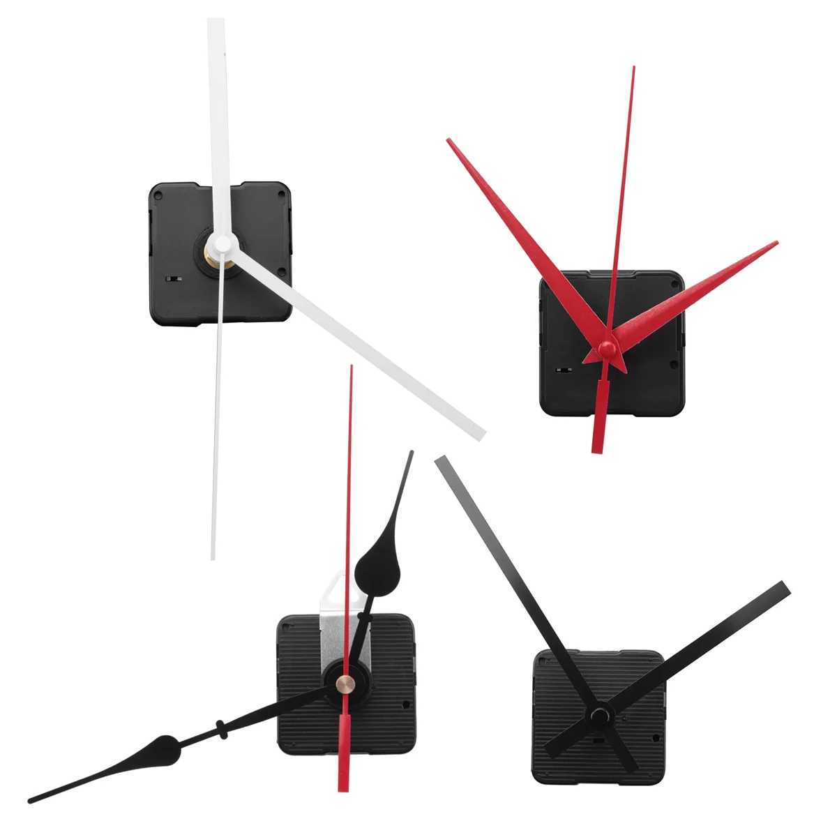 4Pcs Long Shaft Quartz Clock Movement Mechanism Motor Kit with 6 Pair Different Clock Repair Parts Replacement