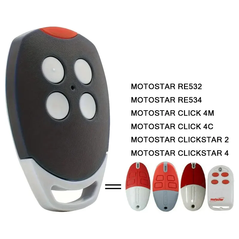 

MOTOSTAR RE532 RE534 CLICK 4M 4C CLICKSTAR 2 4 Garage Gate Remote Control Door Keychain 433 MHz Fixed Code Garage Door Opener