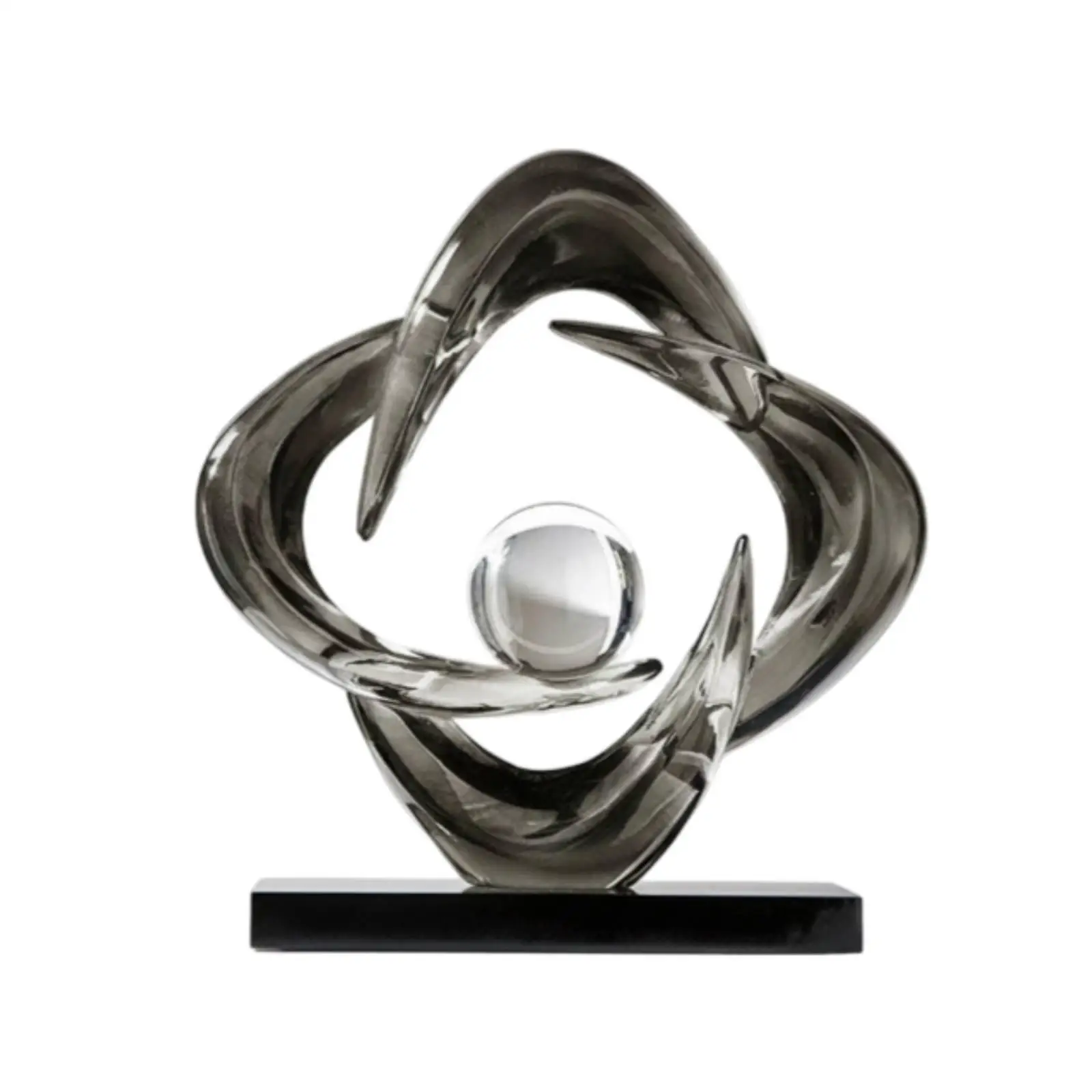 Black Base Display Ornament Four-Loop Circle Ornament Geometric Design