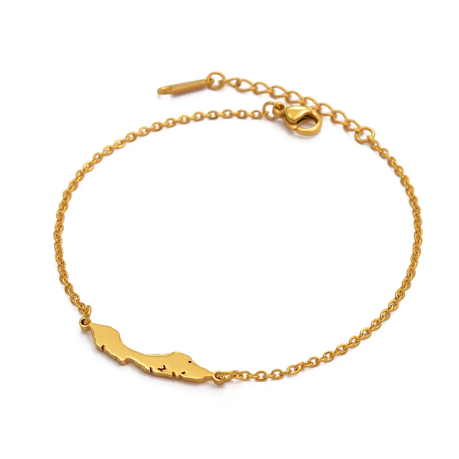 Anniyo 18cm + 3cm Curacao Bracelet Women Girls Gold Color Stainless Steel Netherlands Jewelry Hand Chain Bangles #119021