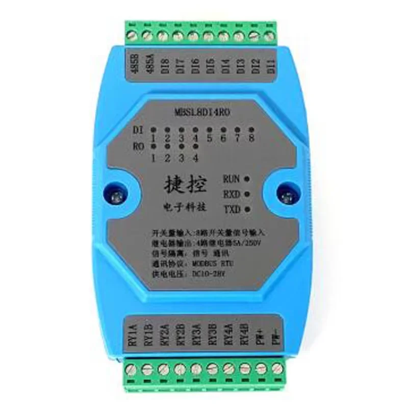 8-channle switch isolation input remote IO acquisition module Modbus RTU communication RS485 isolation module