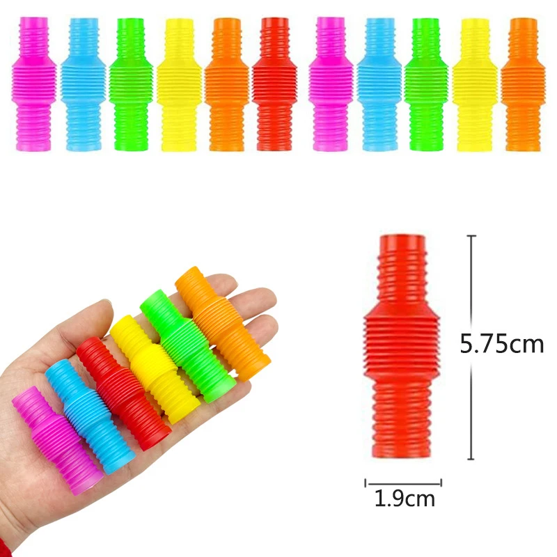 10-20PCS Mini Pop Tubes Fidget Toys Rainbow Sensory Antistress Plastic Bellow Stress Reliever Pipe Children Adults Funny Gift