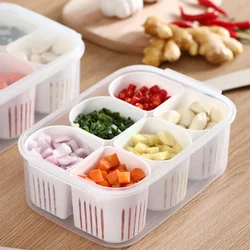 Refrigerator Storage Box 4/6 Compartment Food Vegetable and Fruit Storage Box Fridge Organiser Kitchen Storage Container