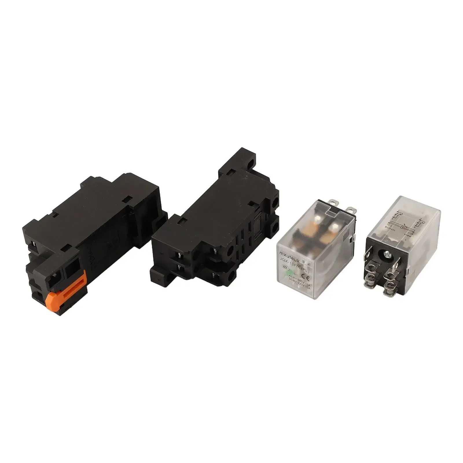 2 Pack of Coil Power Relays with Base and DIN Rail 8 Pin DPDT Configuration LED Light Indicator 10A Switching Capability