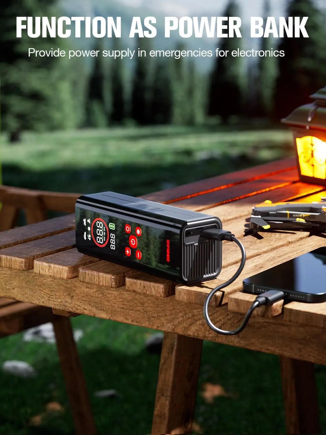 Portable Tire Inflator with Color LED Screen, 4X Faster Air Pump, Auto Shut-off for Car Bike Ball