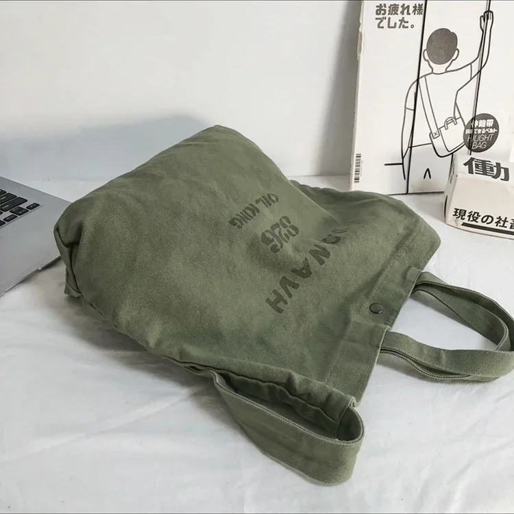 Female Big Capacity Canvas Fabric Crossbody Tote Bag Student Leisure Textile Oversized Square Shopping Shopper Side Slouchy Bag