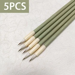 5Pcs Green Xiaokai Calligraphy Brush Pen Soft Mix Hair Chinese Painting Brush Weasel Hair Regular Script Writing Brush Wholesale