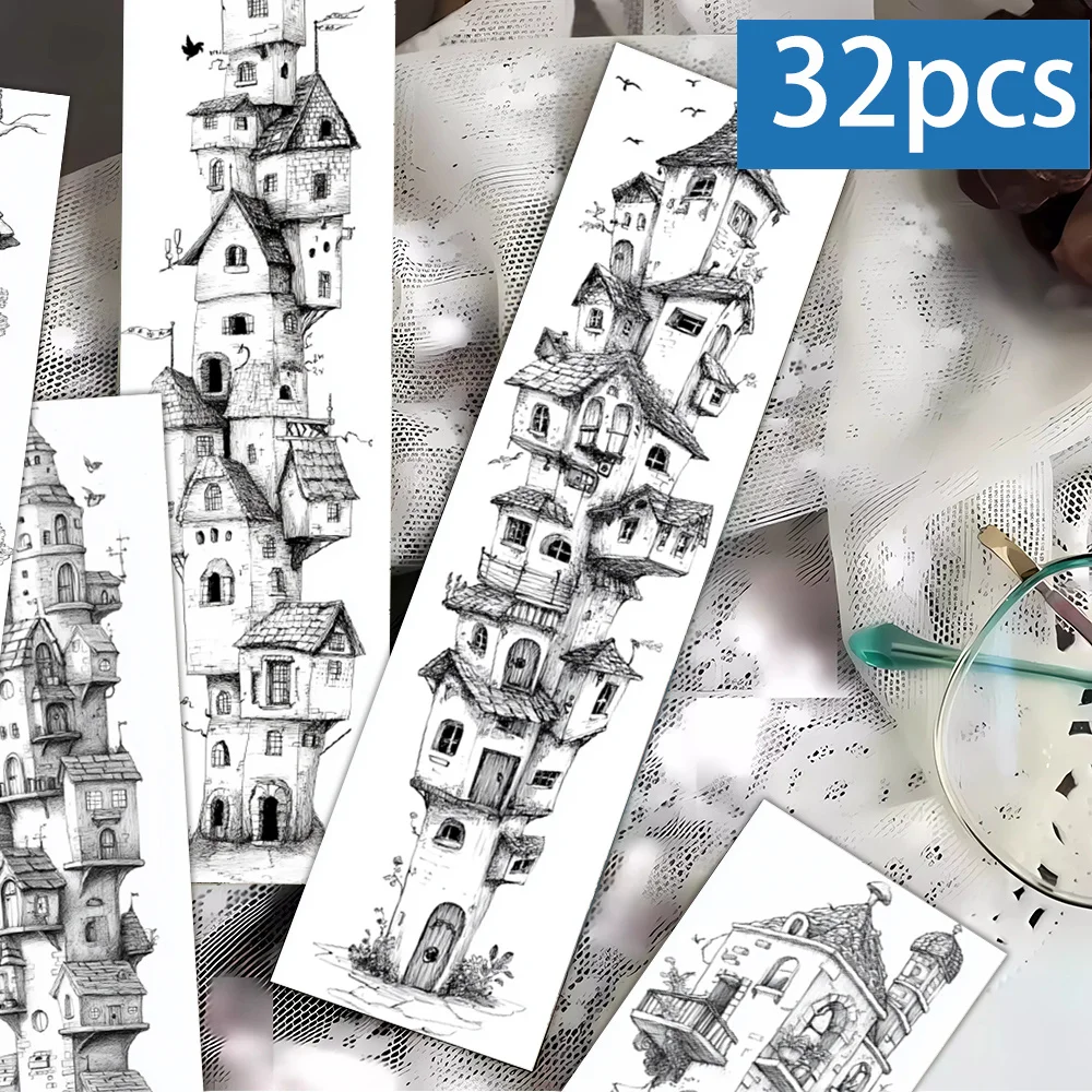 32 marque-pages fantaisistes en forme de maison à colorier, Noël, cadeau pour enseignant, cadeaux de rentrée scolaire, motifs artistiques créatifs