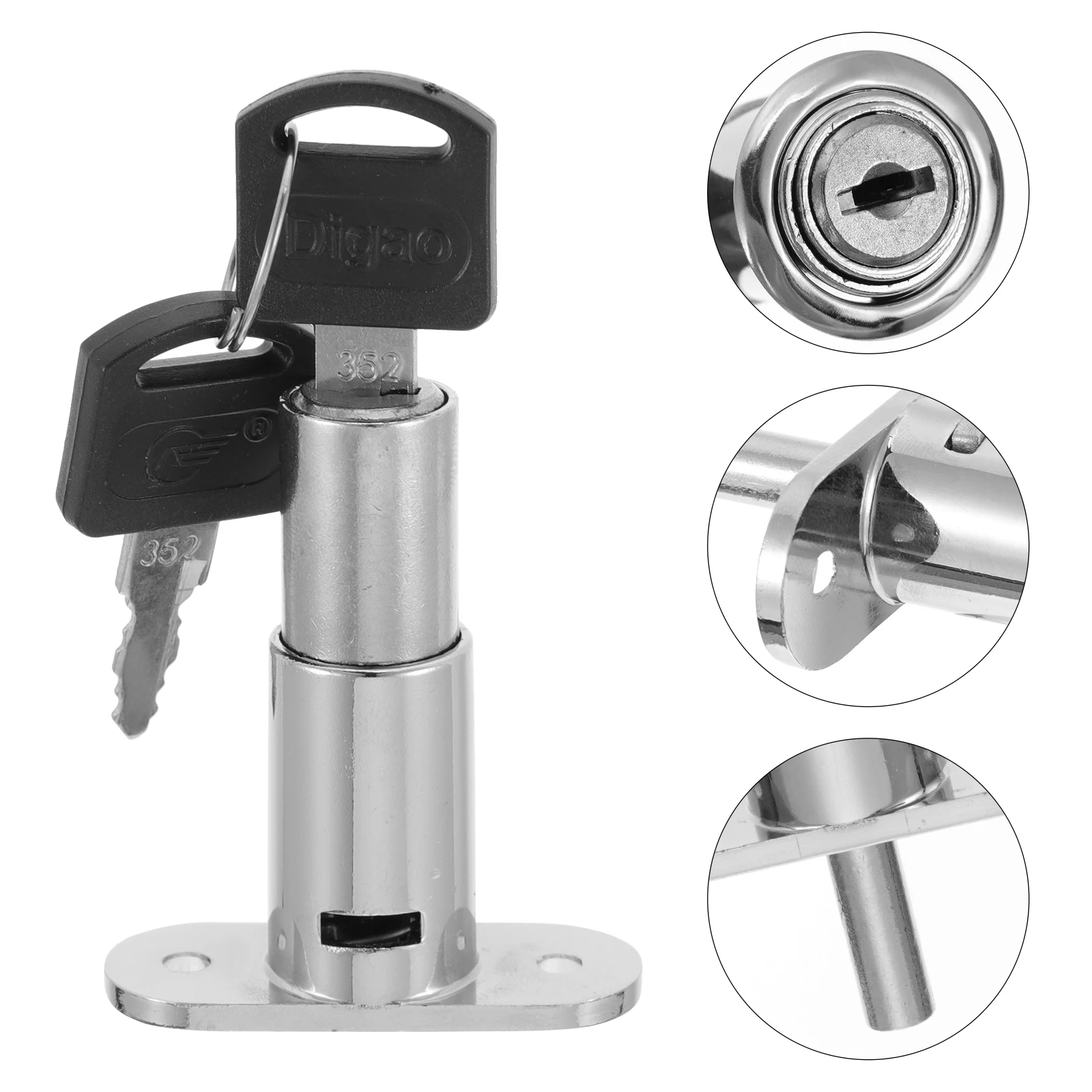 

2Pcs Cabinet Lock Desk Push Plunger Locks Drawer Door Latch Furniture Locker Wardrobe Security Hardware Easy Install Keyed