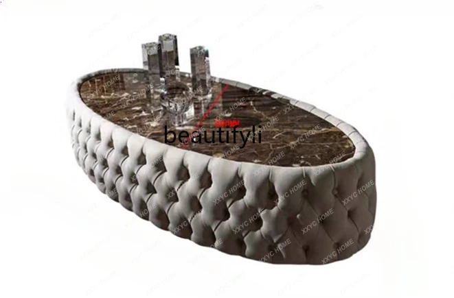

Coffee Table Simple Nordic Modern Living Room Home Fabric Soft Bag Marble round and Square Small Apartment