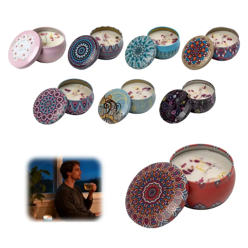 1PCS Vintage Scented Candles Soy Wax Candle Jars Flower Fragrance Scent Candle Wedding Ceremony Birthday Gifts Home Decoration