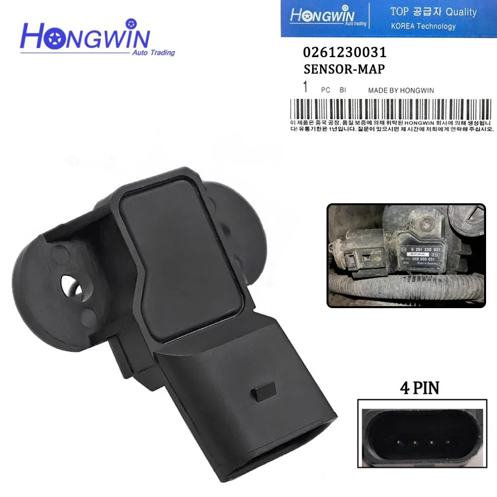 

Manifold Pressure MAP Sensor For VW Polo 05-09 Golf 03- Seat Jetta Audi A3 Skoda 99-05 1.0 1.2 1.4 1.6 2.0 0261230031 06B906051