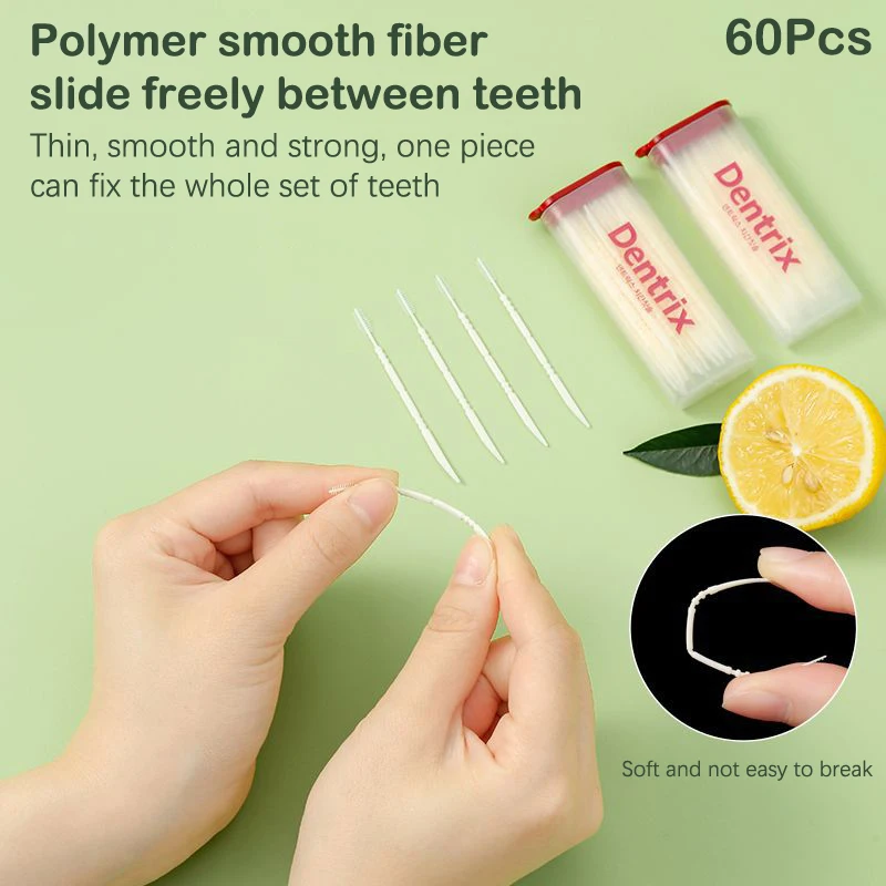 60Pcs/Box Fishbone Double-headed Toothpick Brush Dental Oral Care Clean Teeth Food Residue Tools Household Superfine Toothpicks