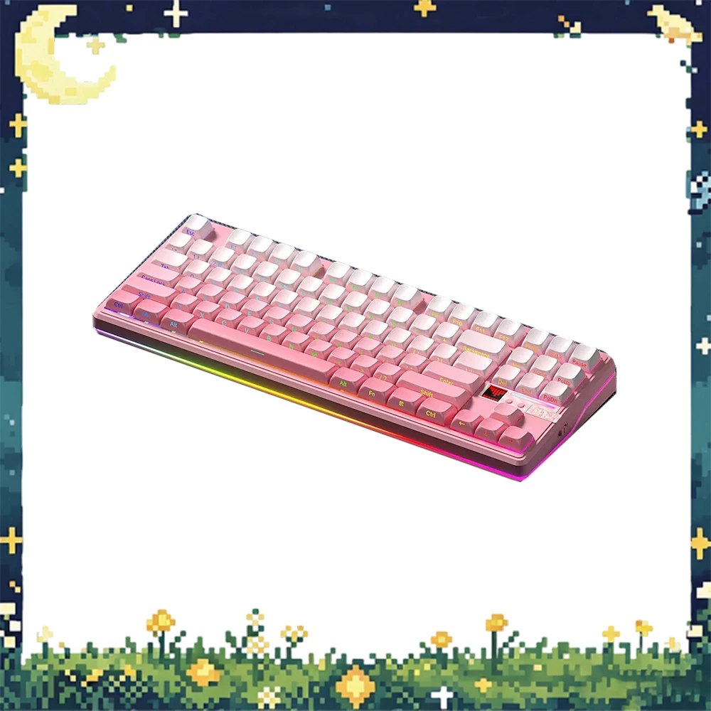 AULA F87 Pro V2 Wireless Mechanical Keyboard Master Edition White Contour Reaper Switch Tri Mode RGB Hot Swap TFT Display Knob