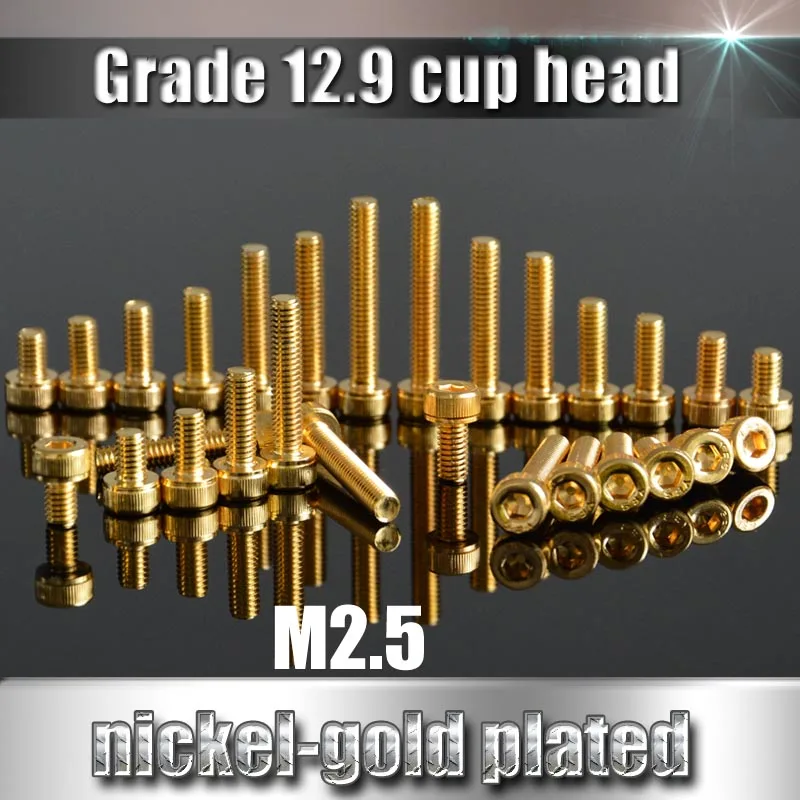 M2.5 YFS hexagon cup head screw grade 12.9  gold-plated titanium suitable for RC vehicle maintenance accessories