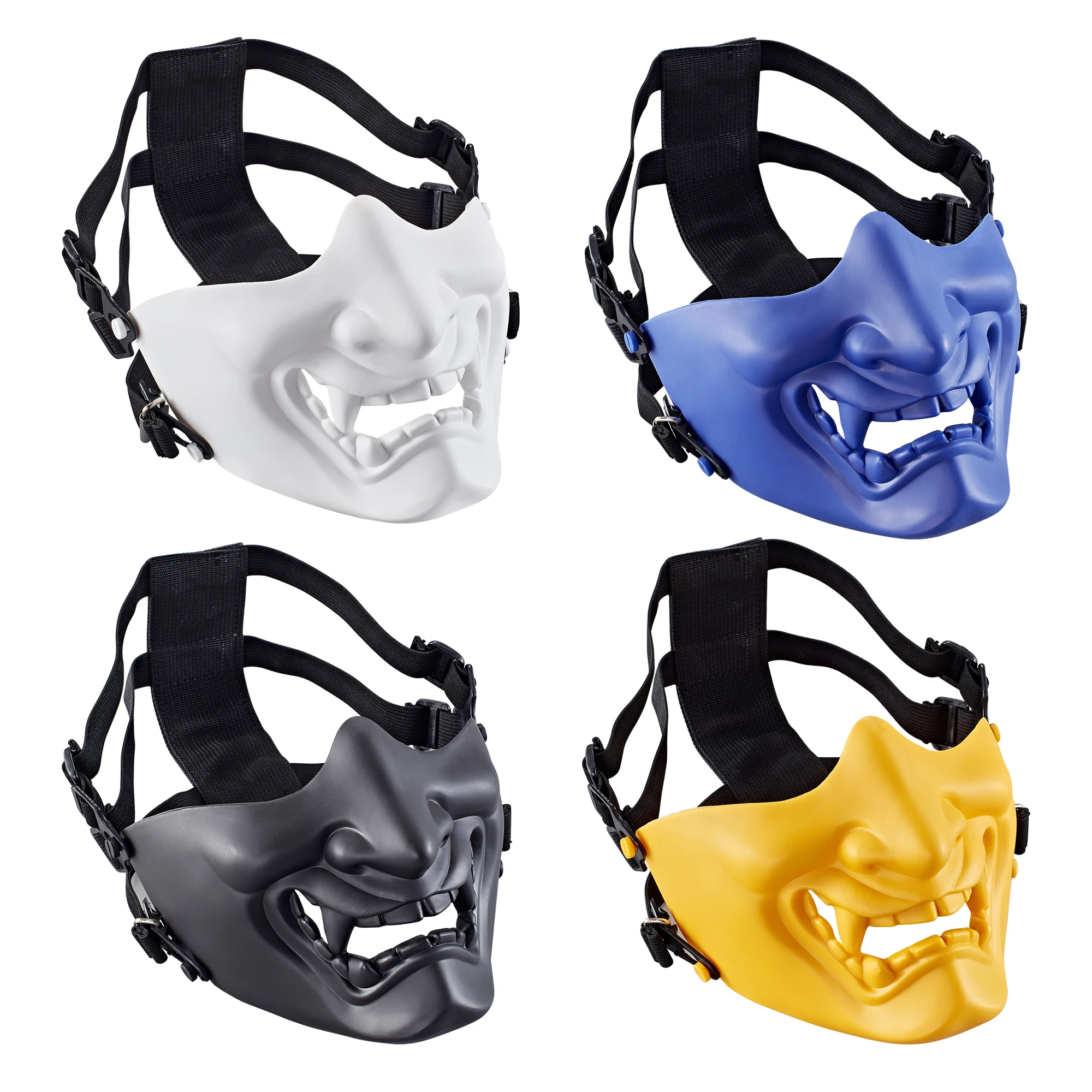 

Halloween grimace mask field equipment simulation military fan tactics horror Japanese ghost samurai prajna mask half face