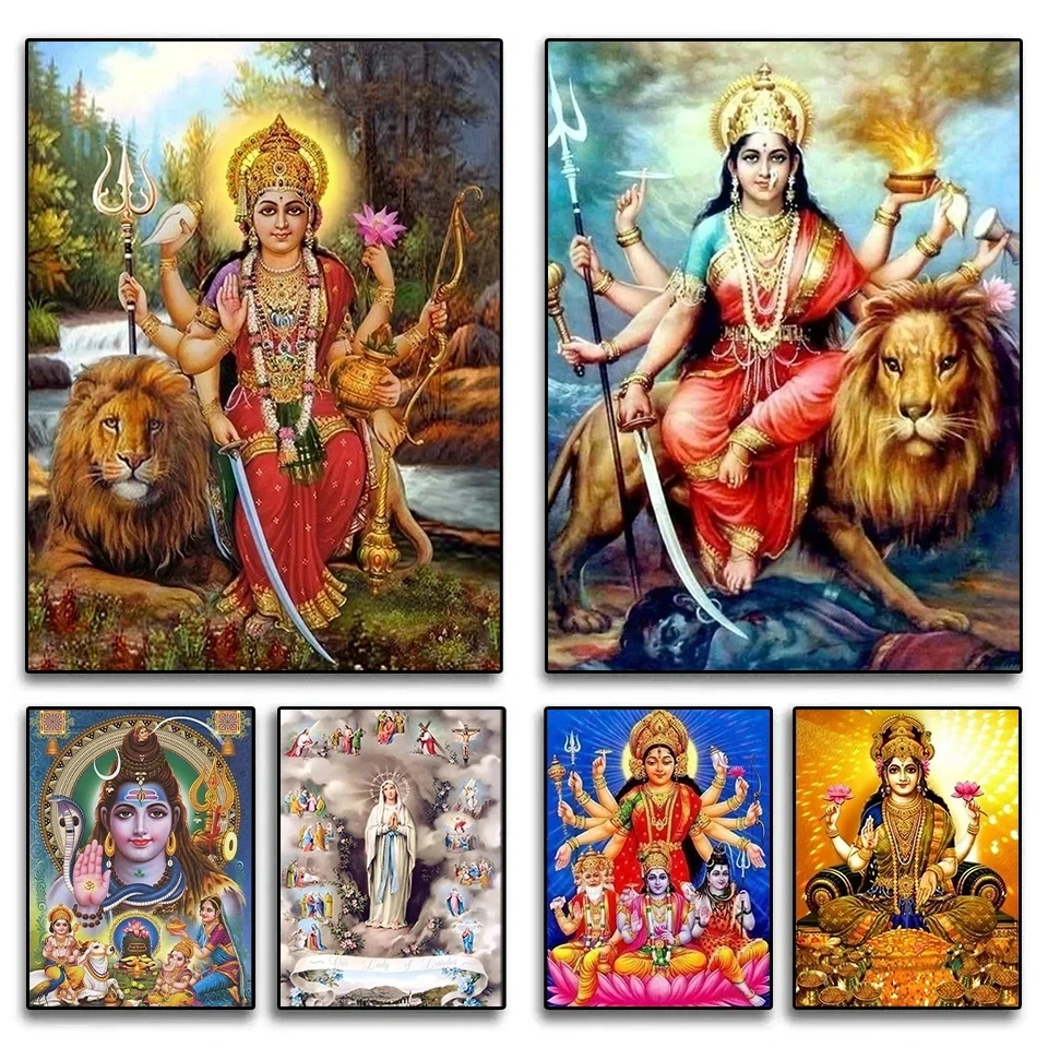 5D Hindu Diamond Painting Vishnu Brahma and Shiva Hindu Gods Wearing Diamond Mosaic Embroidery Home Decoration GG1101