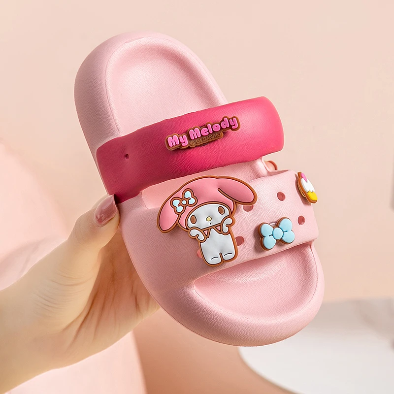 Sanrio Slippers For Children Kuromi Hello Kitty My Melody Non-slip Indoor Slides Baby Summer Outdoor Girls Boys Sandals