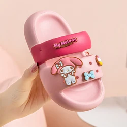 Sanrio Slippers For Children Kuromi Hello Kitty My Melody Non-slip Indoor Slides Baby Summer Outdoor Girls Boys Sandals