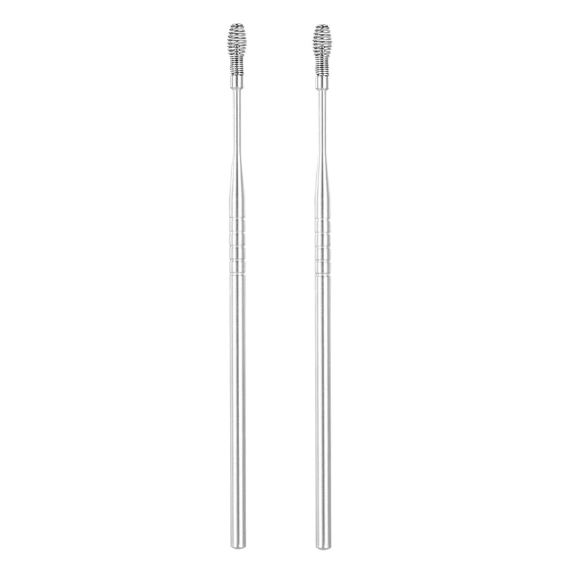 2PCS orecchio in acciaio inossidabile Pick Curette rimozione cerume spirale molla Earpick orecchie detergente trasporto di goccia