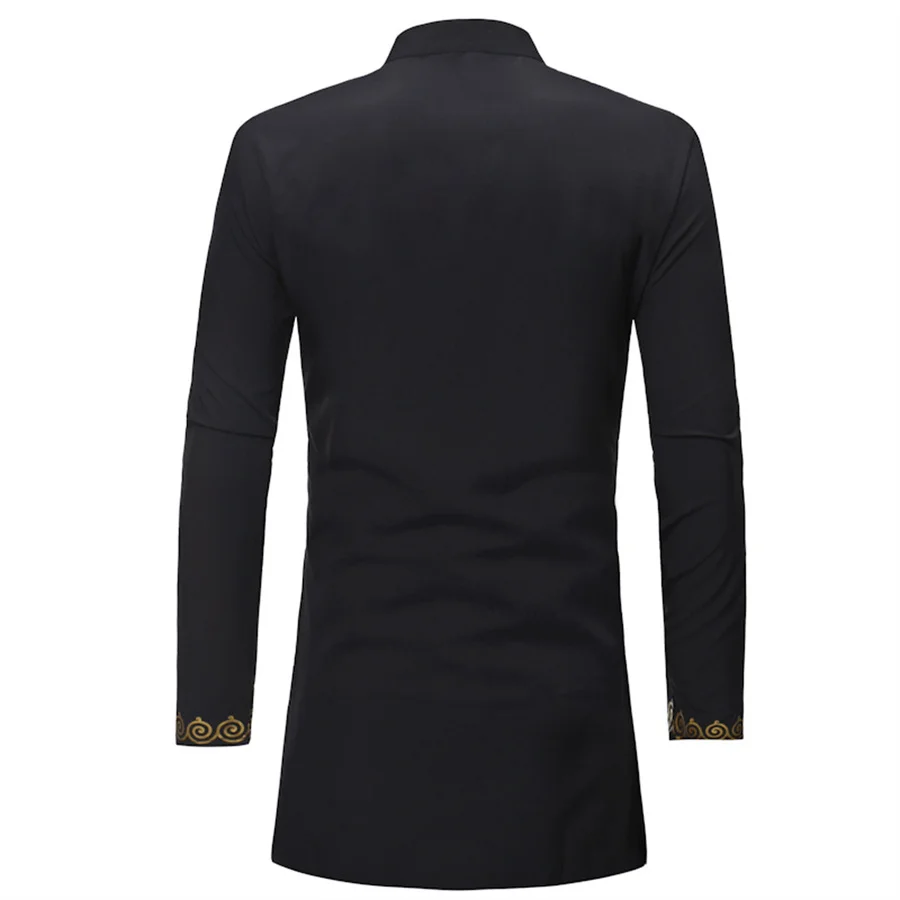 الوقوف طوق مسلم قميص طويل الرجال الملابس الشعبية قفطان كورتا الهندي الإسلامي القمم الذكور الوطنية العرقية ملابس منقوشة بكم طويل قمصان