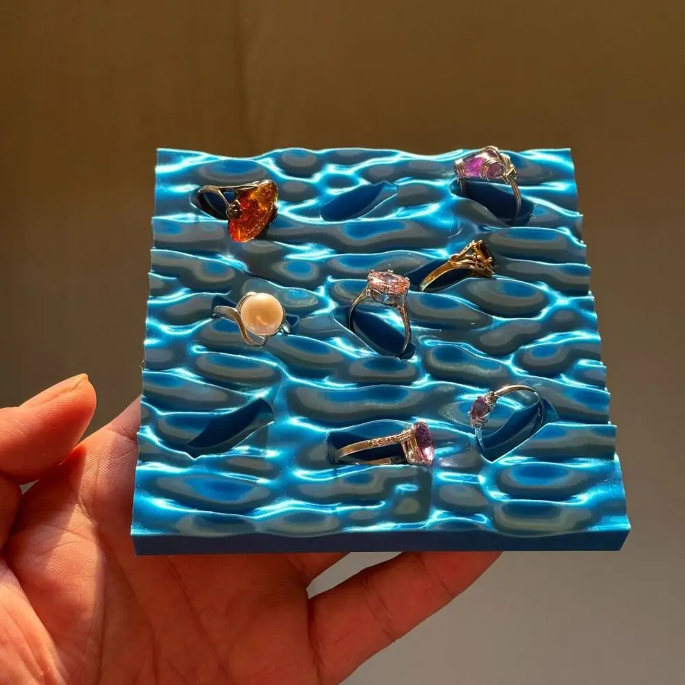 

Minimalist Sea Wave Ring Display Plates INS Elegant 3D Printing Rings Holder Decorative Simple Jewelry Storage Tray Room Decor