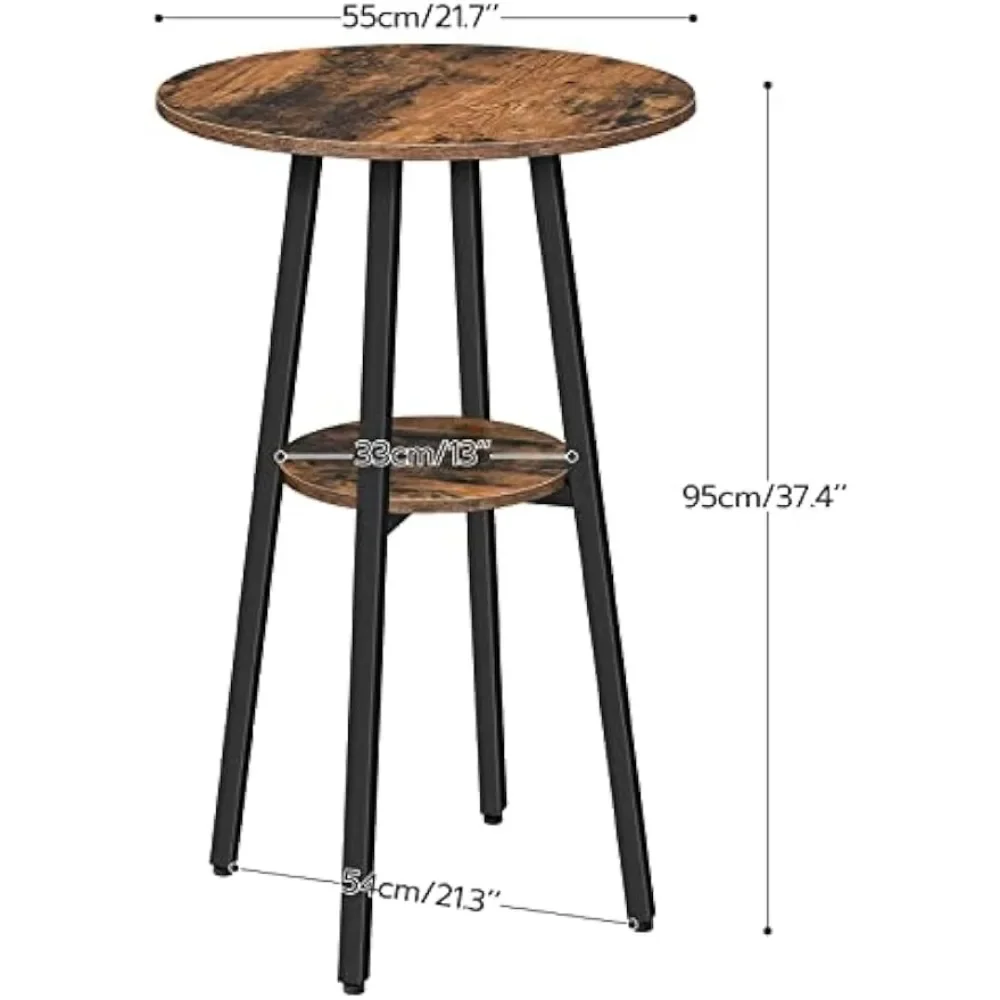 2-Tier Bistro Table with Storage, 37.4" High Top Table for Small Spaces, Cocktail Table with Top Particleboard for Kitchen