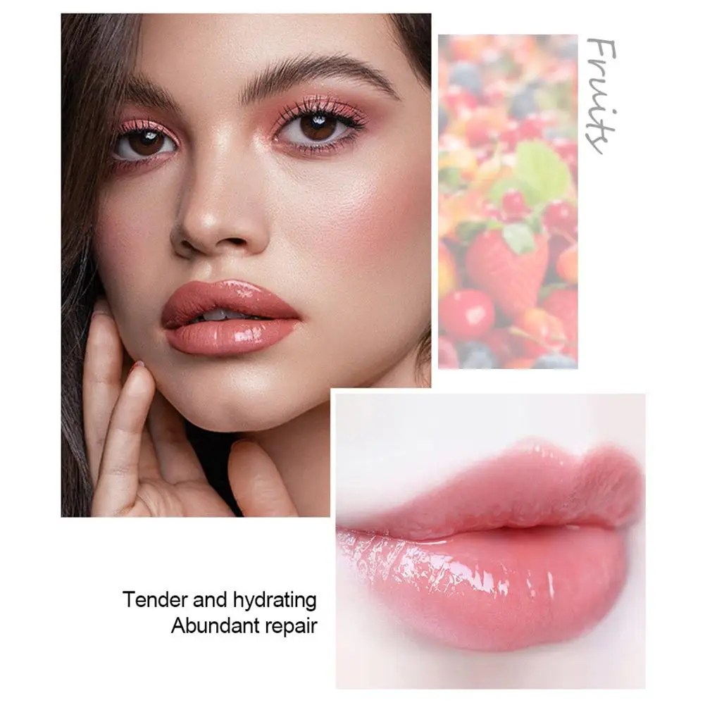 Conjunto de bálsamo labial transparente, conjunto de 4 partes, hidratante, claro, pêssego, morango, frutas, brilho