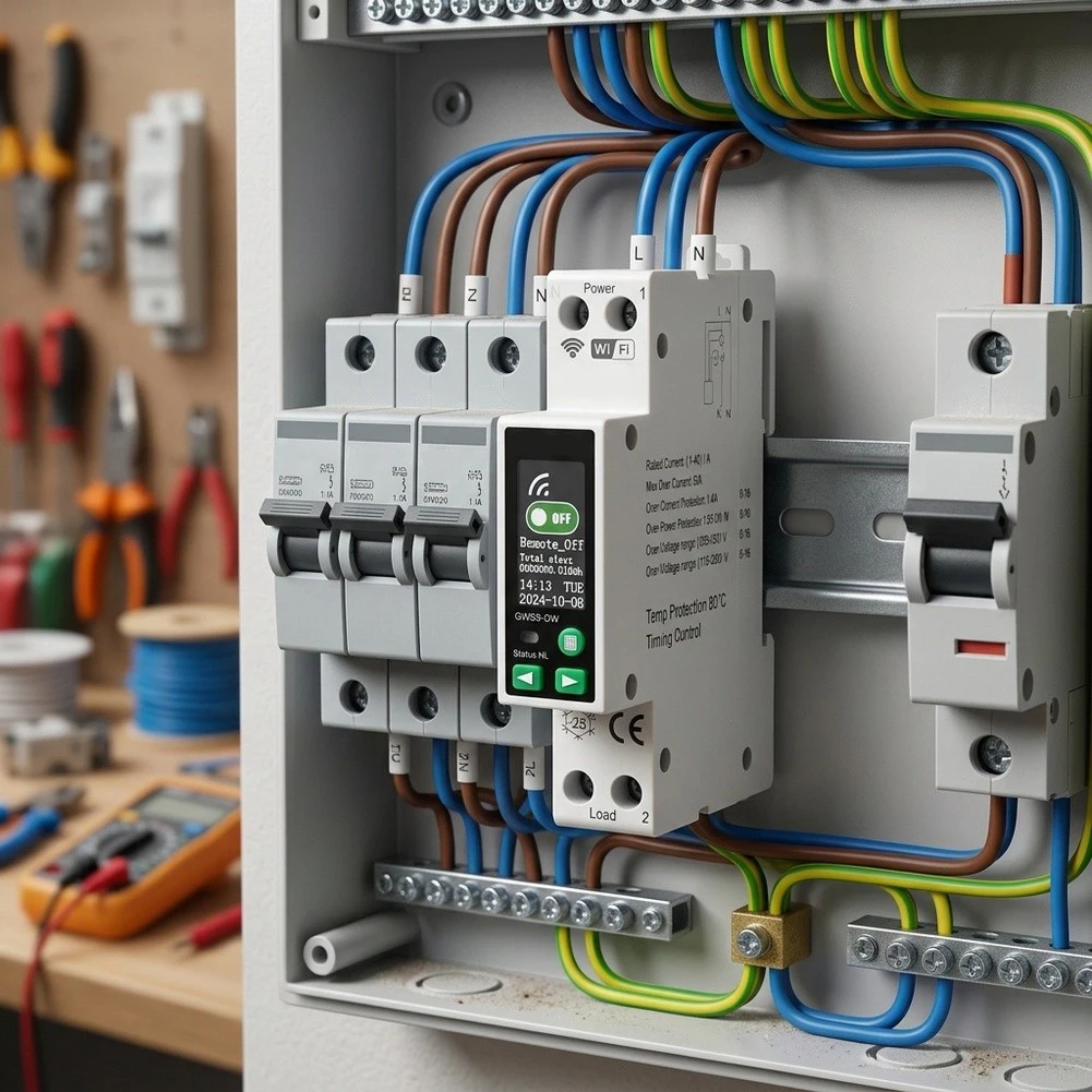 Digital for Smart Circuit Breaker with WiFi Remote Control Real-Time Electrical Parameters and Automated On Scheduling